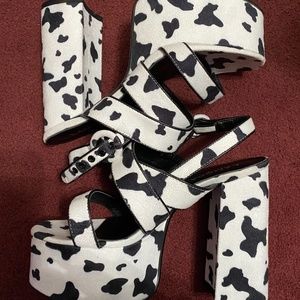 Cow Print Platform Heels